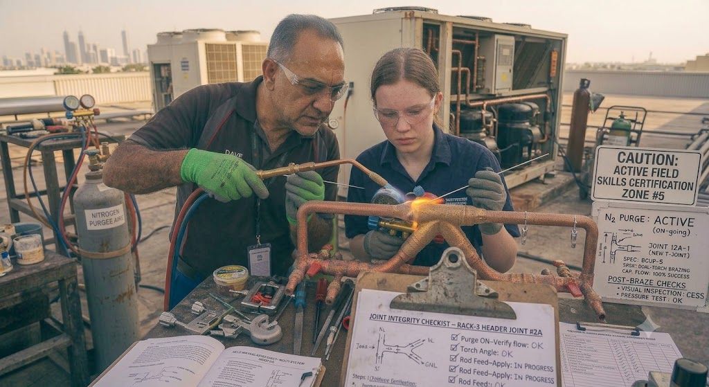 HVAC refrigeration installation piping brazing skills