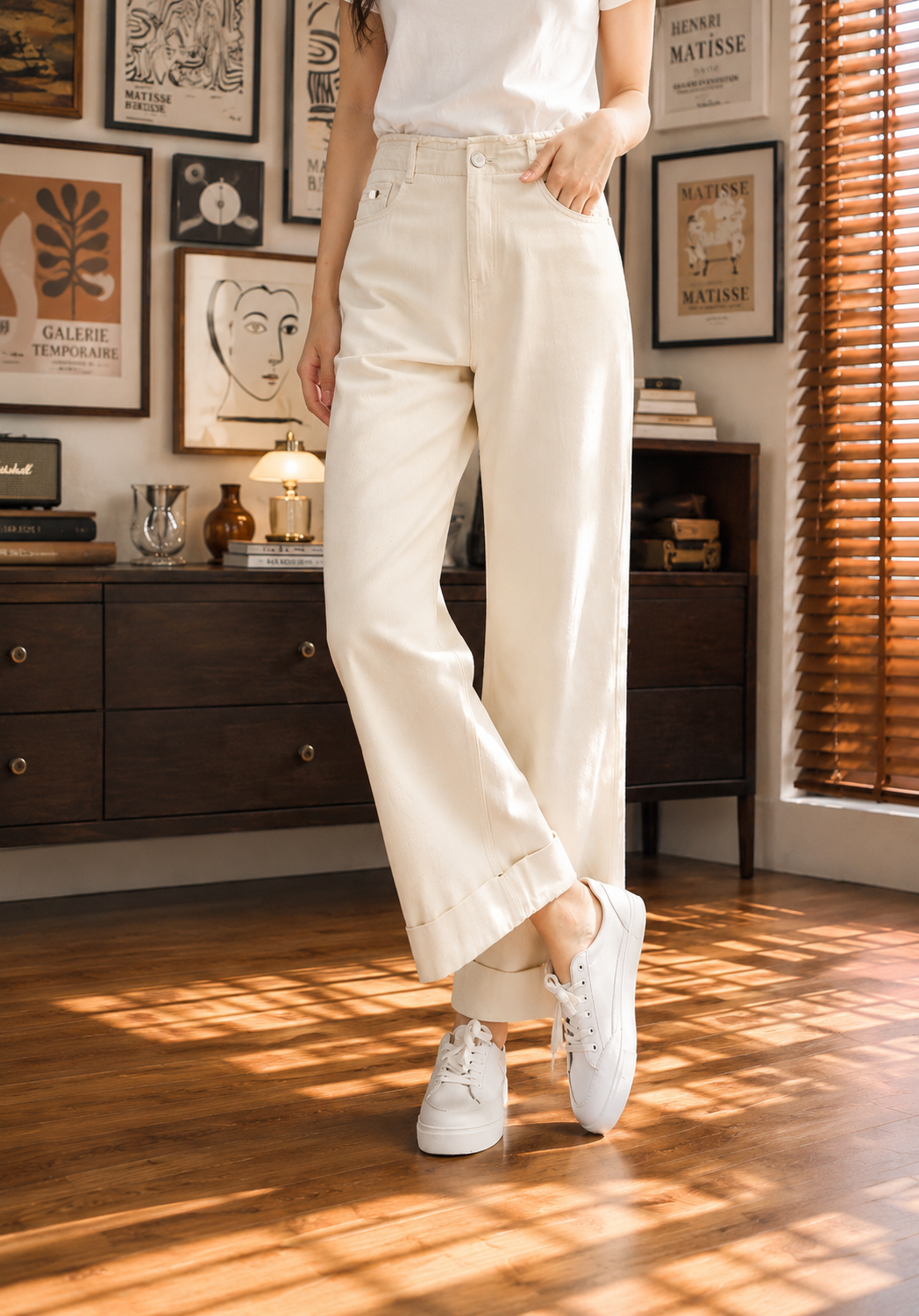 Linen Twill Wide Leg Pants