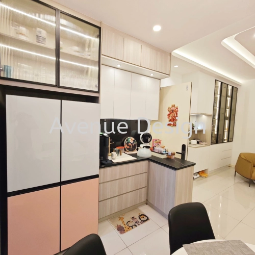 Melamine Dry Kitchen Cabinet + Fridge Cabinet at The Waltz Residence OUG