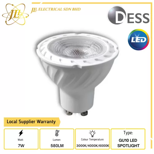 DESS GLJN0010 7W 240V 580LM INDOOR LED GU10 SPOTLIGHT 38˚ GU10 BULB [3000K/4000K/6000K]