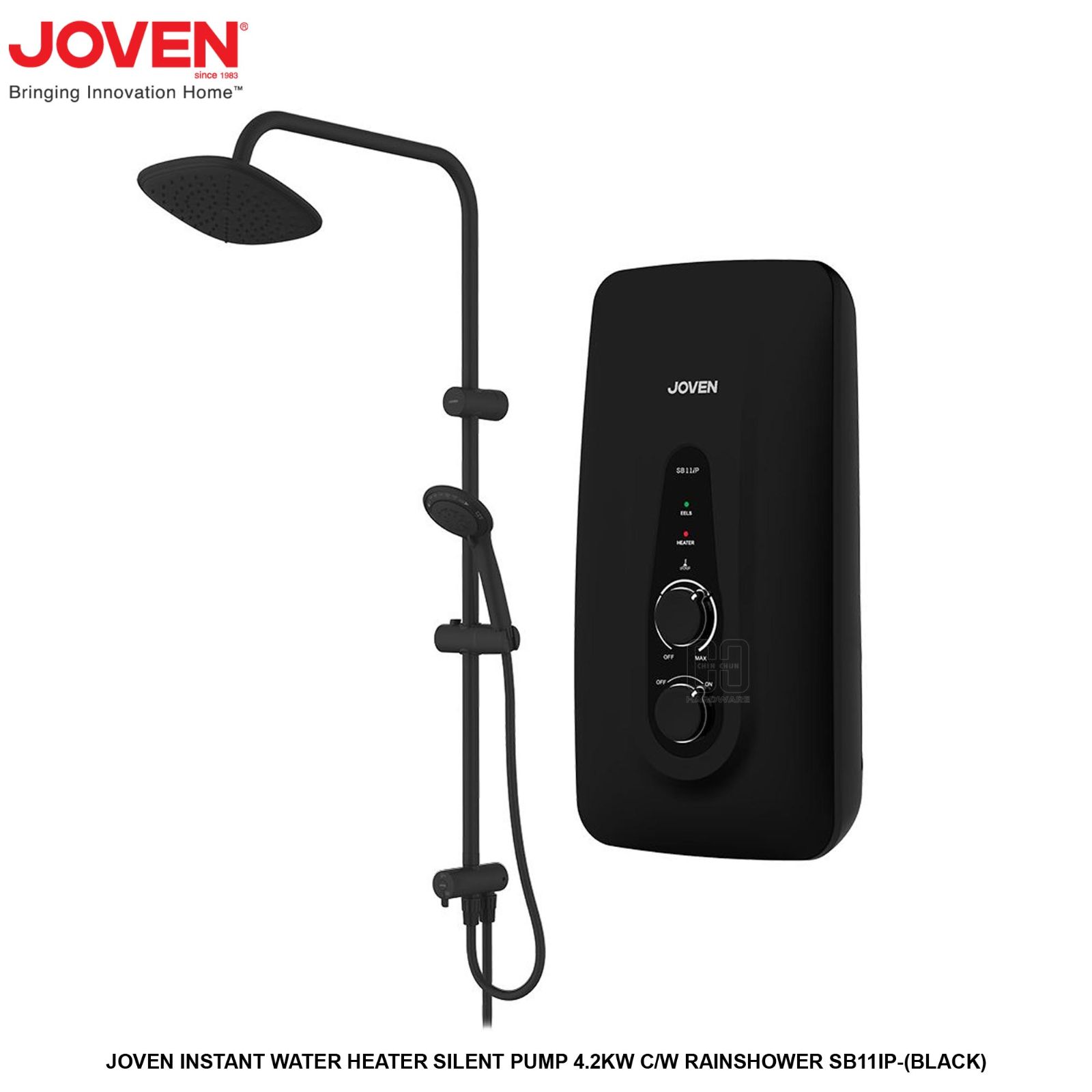 JOVEN INSTANT WATER HEATER SILENT PUMP 4.2KW COME WITH RAINSHOWER SB11IP BLACK