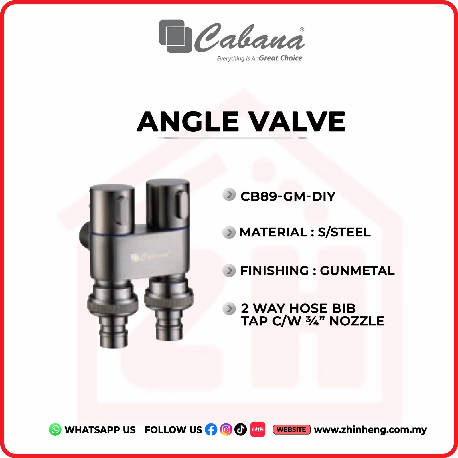 CABANA 2 WAY HOSE BIB TAP  CB89-GM-DIY