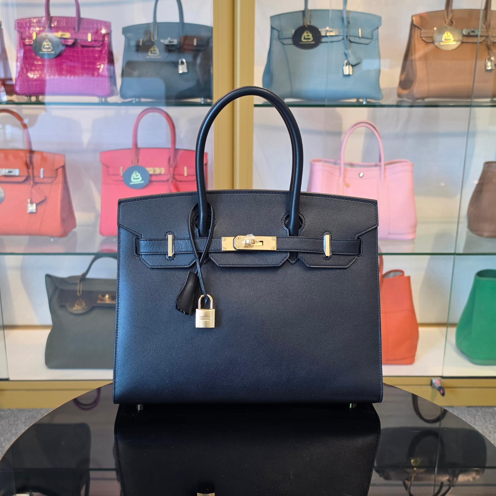 Hermes Birkin 30 Black Madame Sellier Gold Hardware Bag