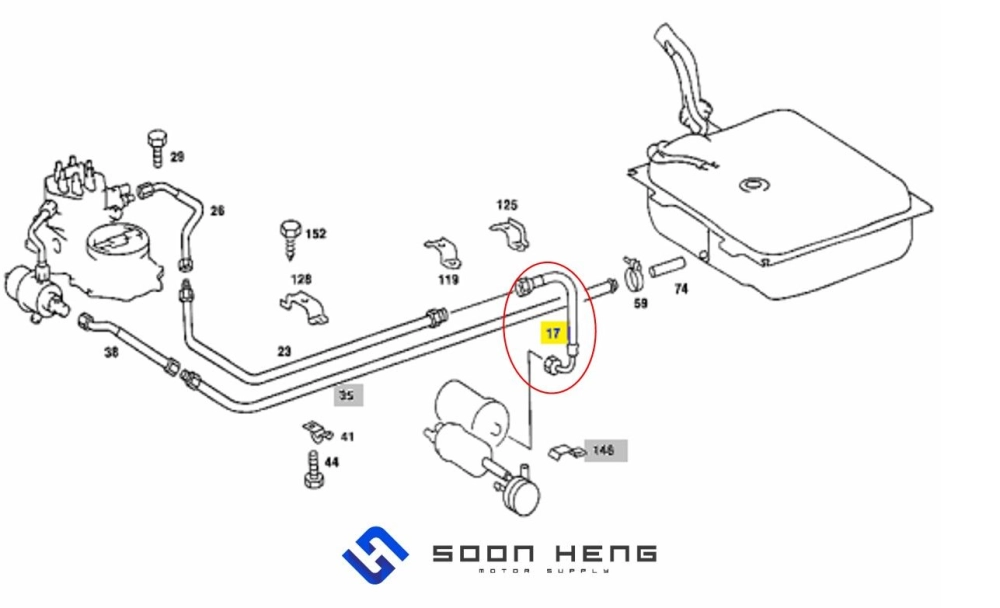 Mercedes-Benz C107, W116, W123 and W126 - Fuel Hose (COHLINE)