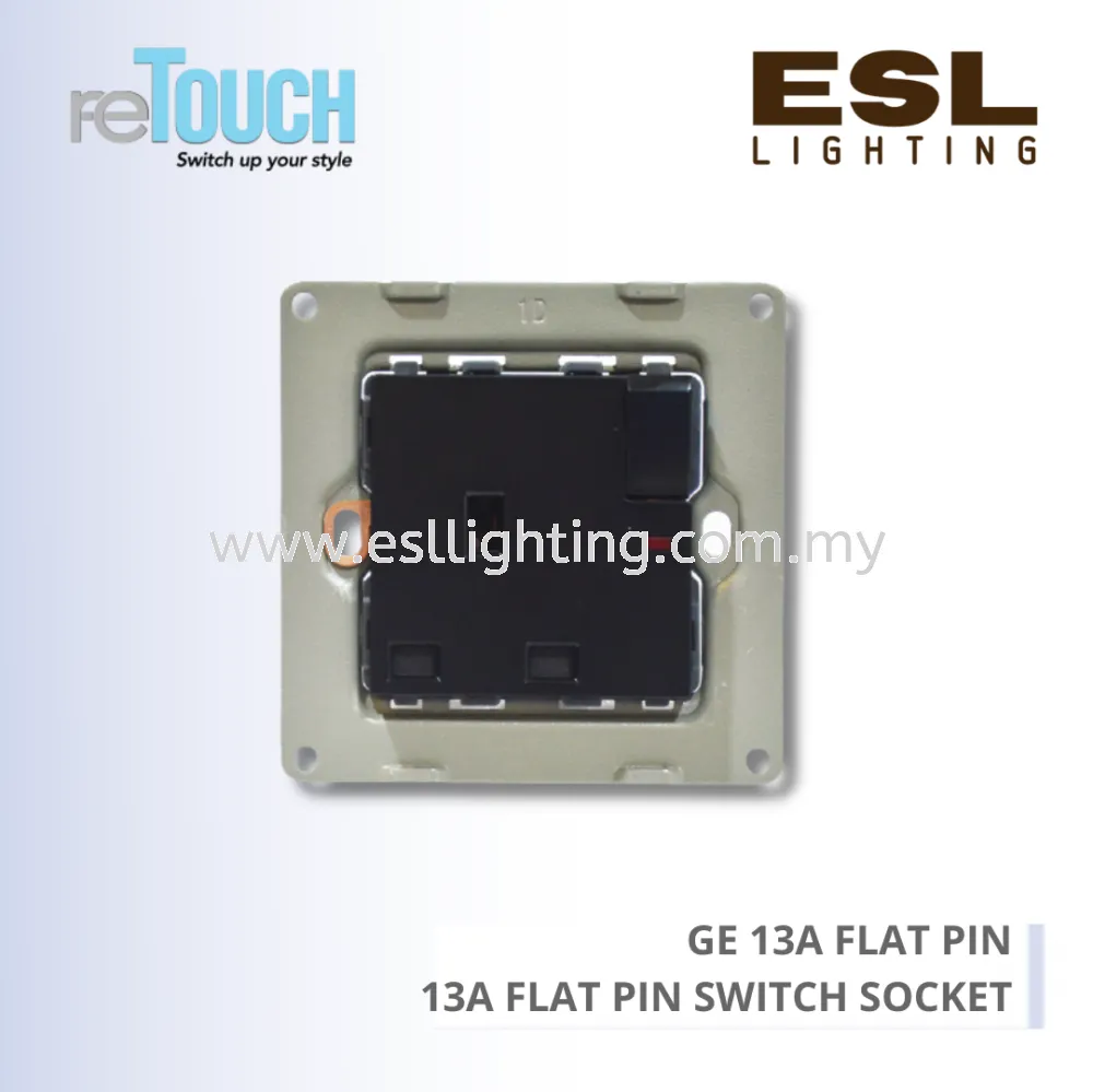 RETOUCH GRAND ELEMENTS - GE 13A FLAT PIN - E/SO113N-GB – 13A FLAT PIN SWITCH SOCKET C/W NEON