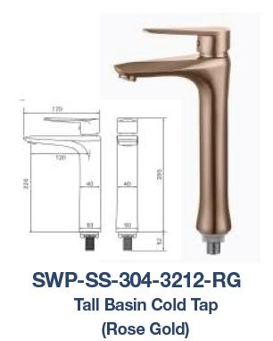SWP-SS-304-3212-RG  Tall Basin Cold Tap - SUS304 ROSE GOLD