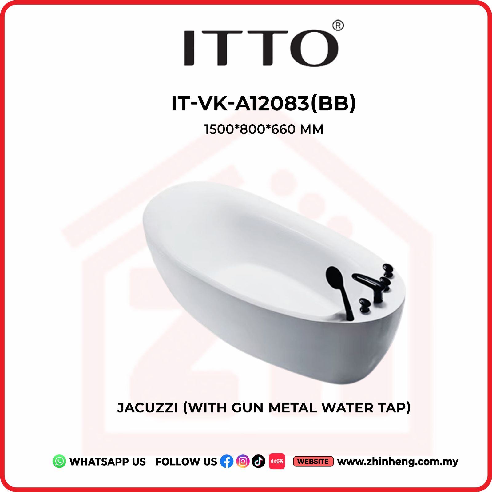 ITTO JACUZZI (WITH GUNMETAL WATER TAP)  IT-VK-A12083(BB)