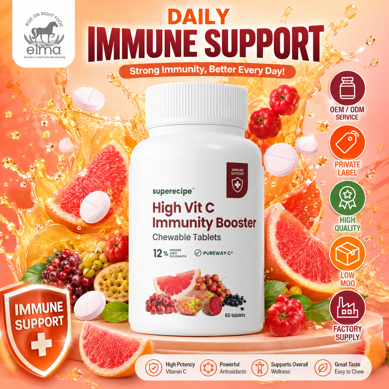 Custom Vitamin C Supplement Tablet Contract Manufacturing for Health Brands