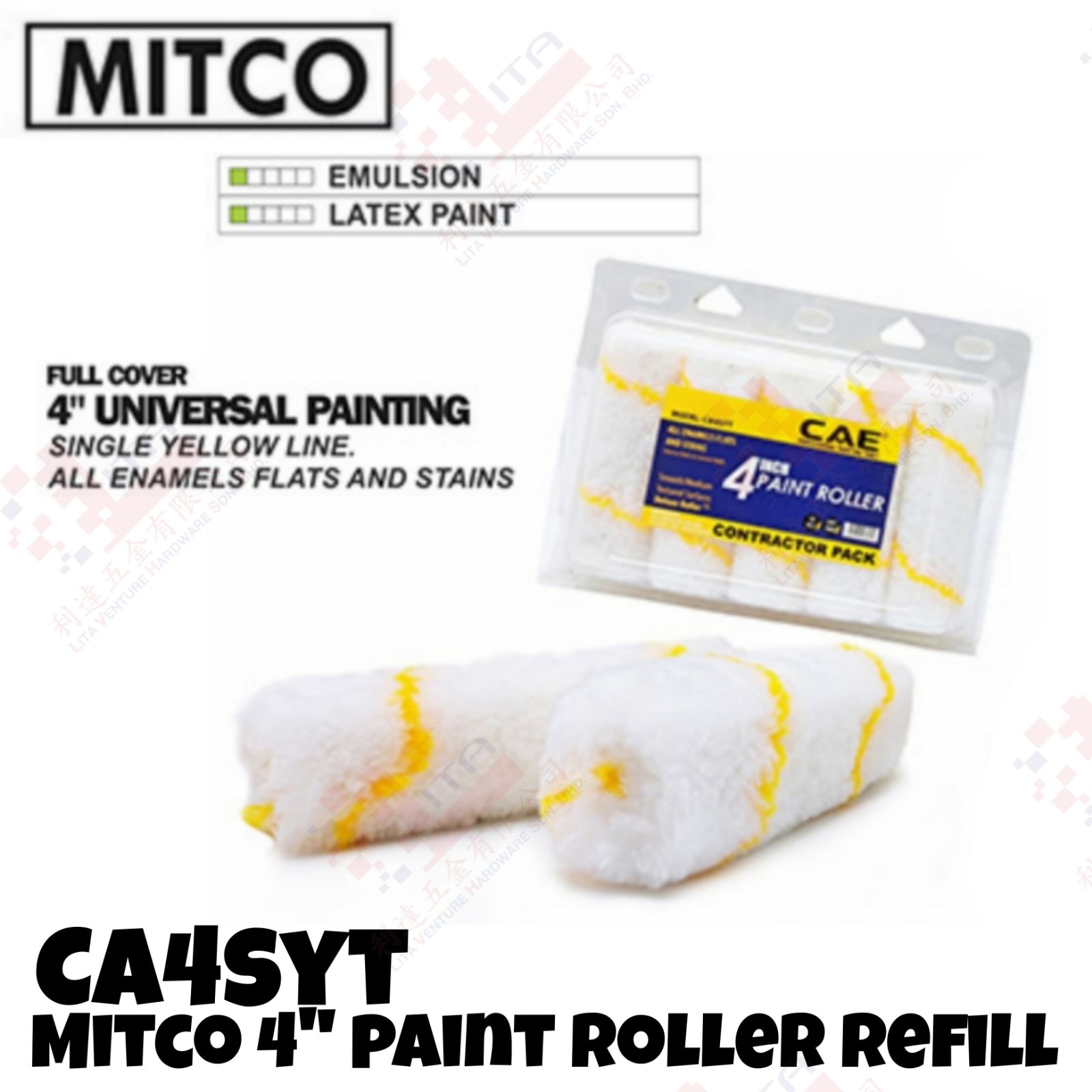 MITCO BRAND 4'' PAINT ROLLER REFILL - CA4SYT