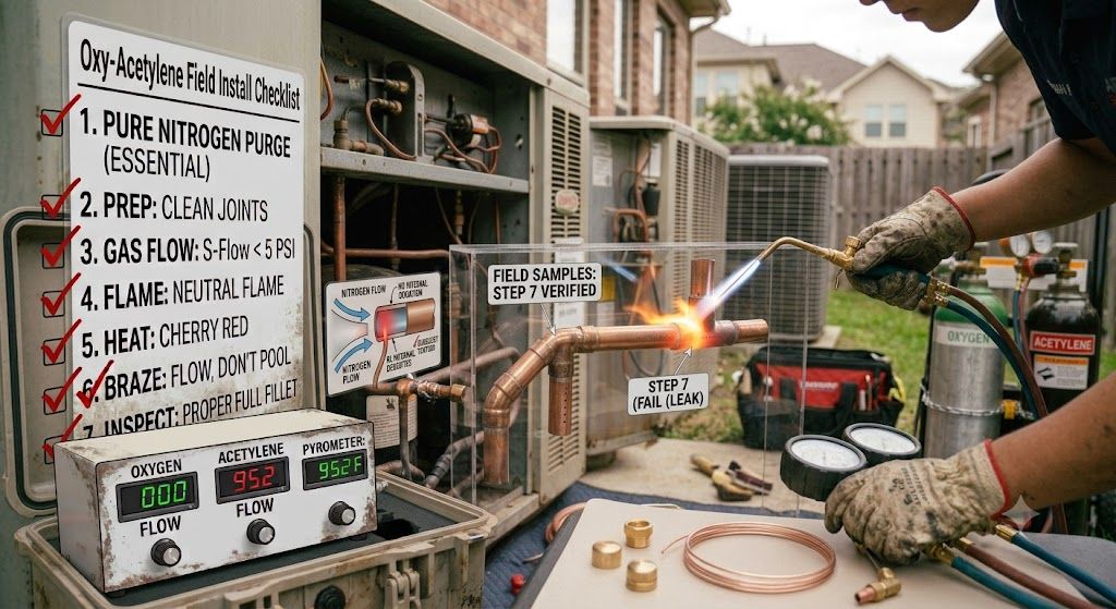 HVAC field installation oxy acetylene brazing skills
