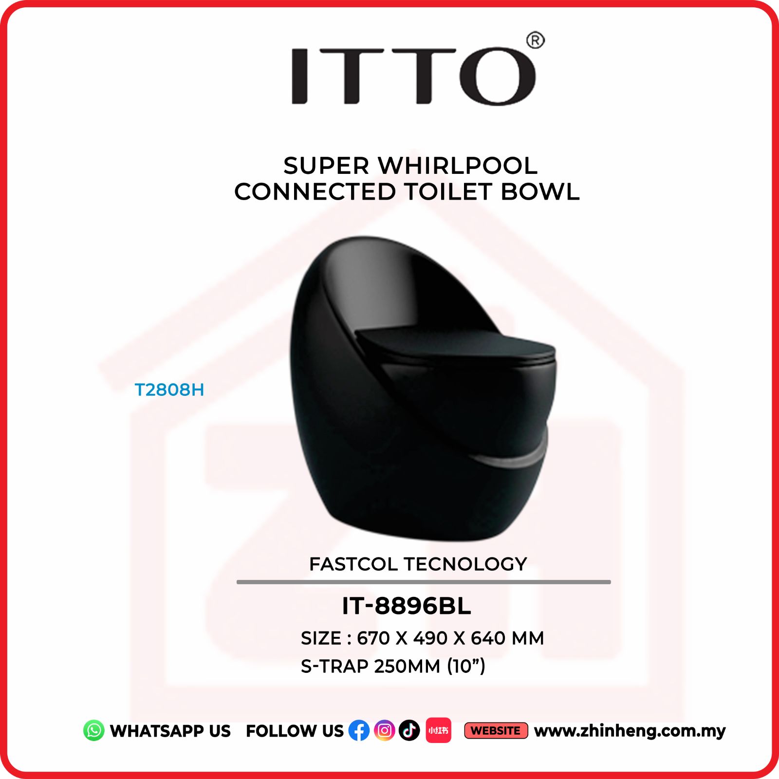 ITTO SUPER WHIRLPOOL CONNECTED TOILET BOWL IT-8896BL