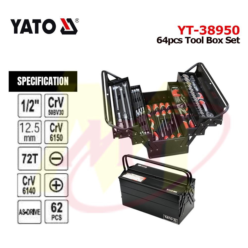 Yato YT-38950 Professional Tool Box  Set With 64pcs Tool Inside