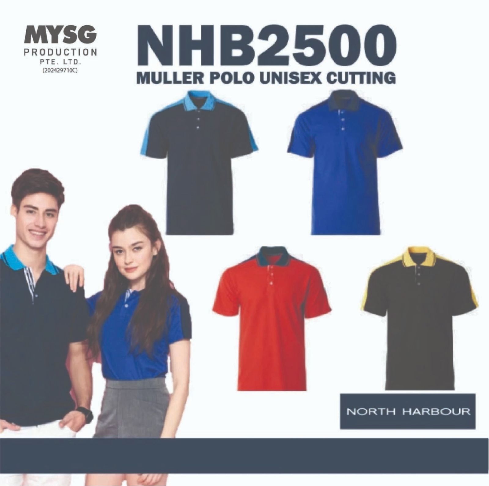 NORTH HARBOUR Unisex Signature Muller Polo - Navy / Royal / Red / Black NHB2500