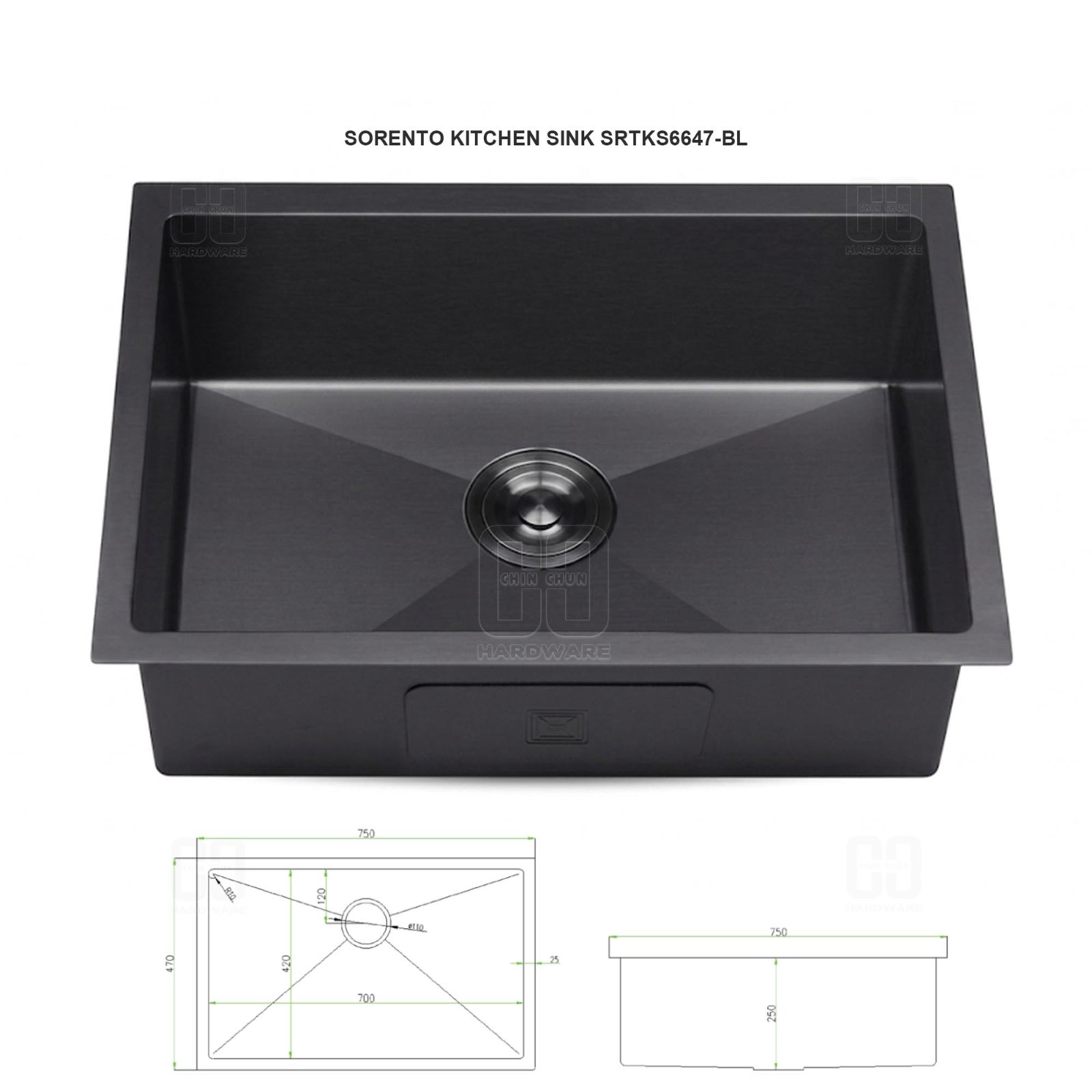 SORENTO KITCHEN SINK SRTKS6647-BL