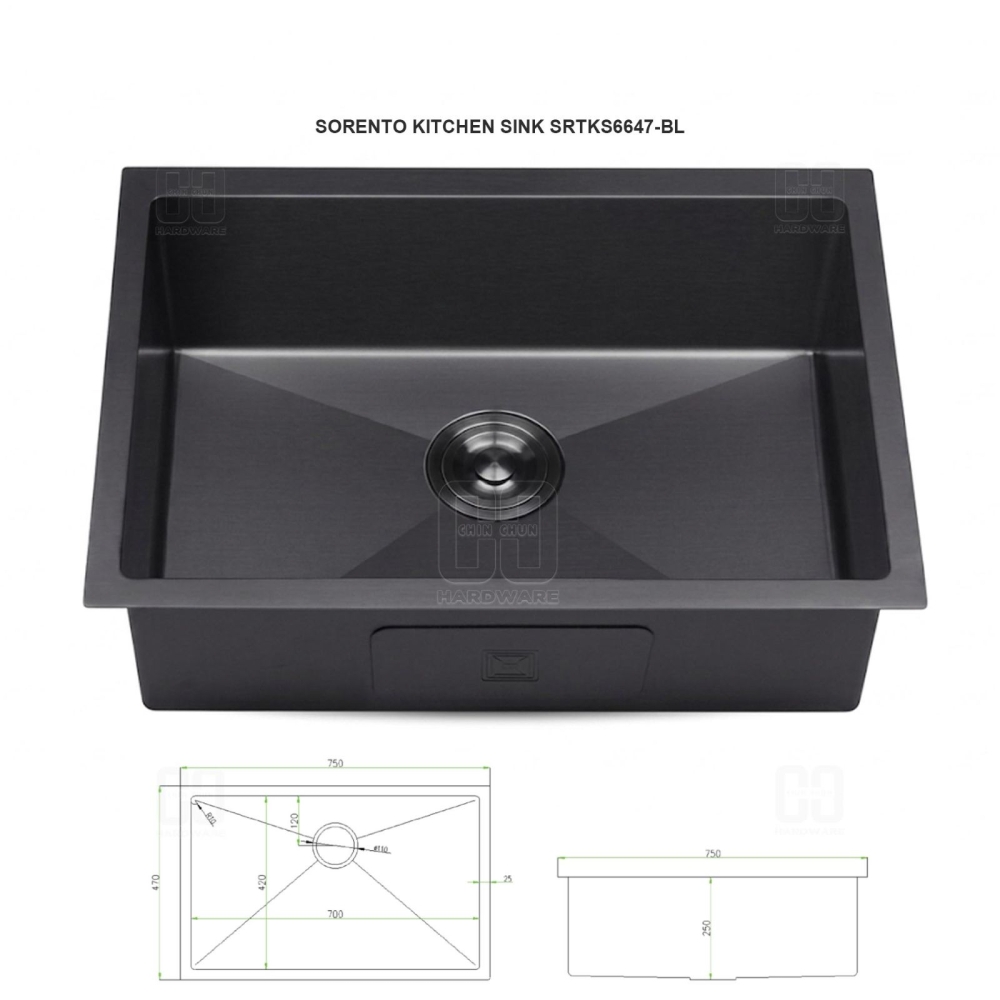 SORENTO KITCHEN SINK SRTKS6647-BL