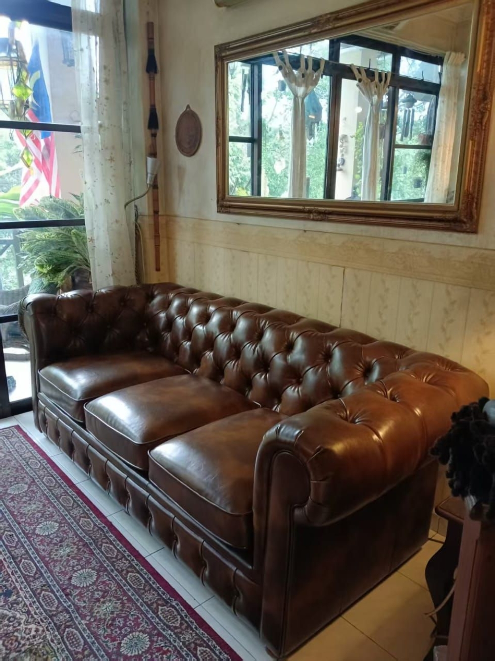 Chesterfield Sofa Malaysia – Premium Brown Leather 3 Seater Sofa | Luxury Classic Living Room Sofa KL Penang Johor
