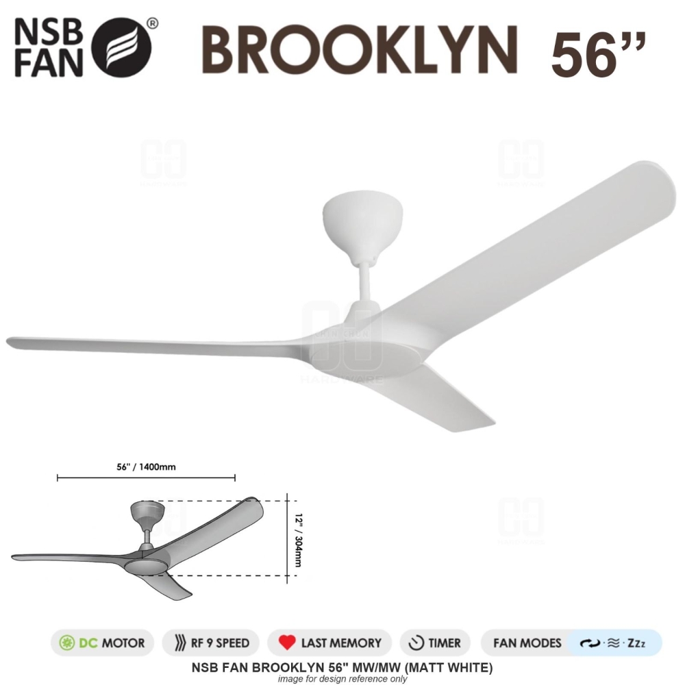 NSB FAN BROOKLYN 56" MW/MW MATT WHITE