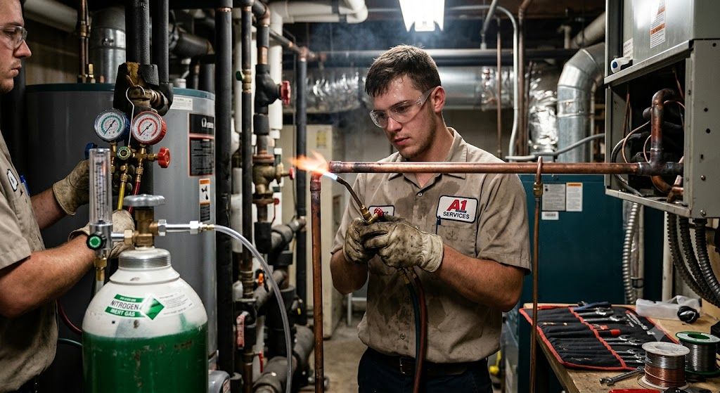 copper pipe brazing nitrogen purge HVAC