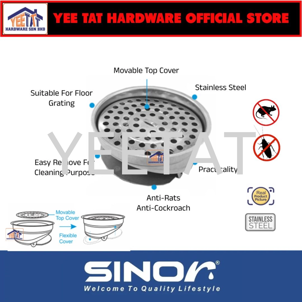 [ SINOR ] SD-02 STAINLESS STEEL FLOOR DRAIN FLOOR GRATING ACCESSORIES