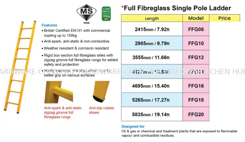 Full Fibreglass Single Pole Ladder