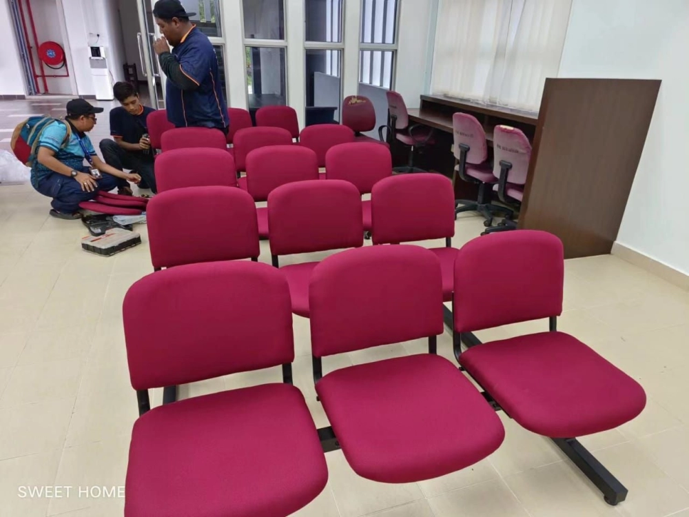 Waiting Link Chair | Banquet Chair | Student Chair | Fabric Medium Back Office Chair | High Back Office Chair | Office Chair Refabric | For Kolej Komuniti Tasek Gelugor Bertam Kepala Batas Penang Kedah