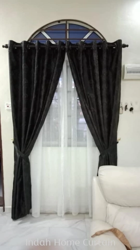 Black Curtain with White Sheer