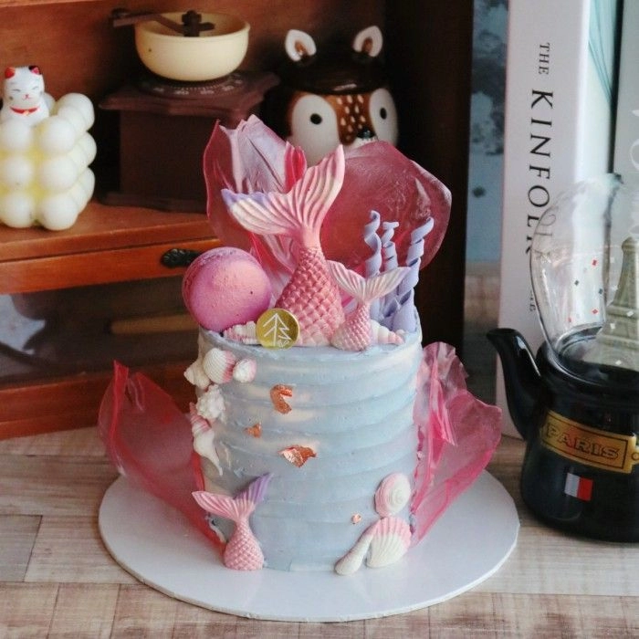 Coral Pink Mermaid Tail Cake 4"