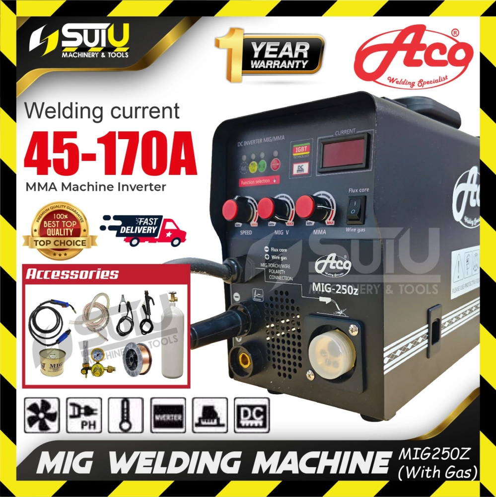 [WITH GAS] ACO MIG250Z / MIG 250Z MIG Welding Mahcine / Mesin Kimpalan 45-170A