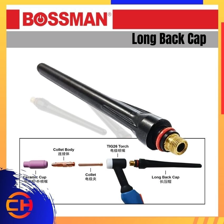 BOSSMAN TIG WELDING TORCH 26 SERIES BT26LBC LONG BACK CAP 