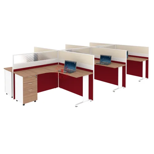 MJ L-Shape Workstation Cluster of 6 / Office Table Workstation / Meja Pejabat Kerja / Meja office