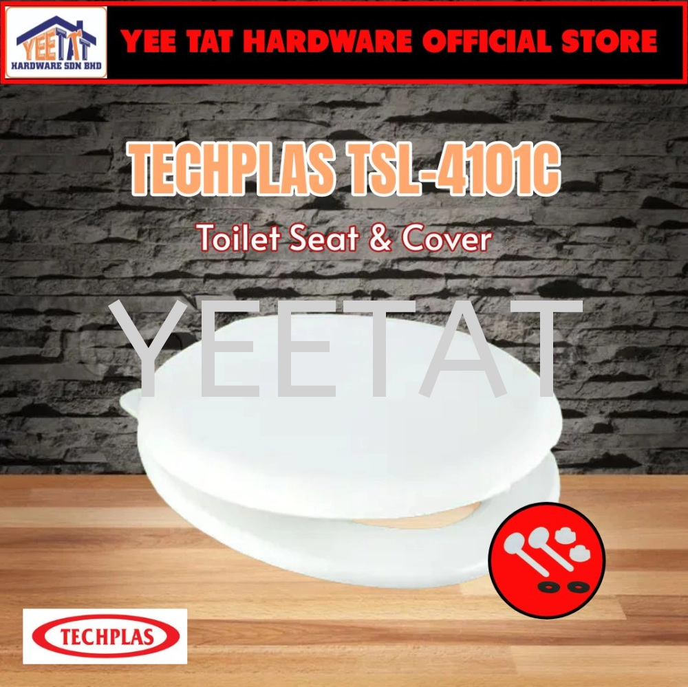 [ TECHPLAS ] TSL-4101C Toilet Seat Cover (White) / Accessories Included / Light Duty / Hygienic / Comfortable