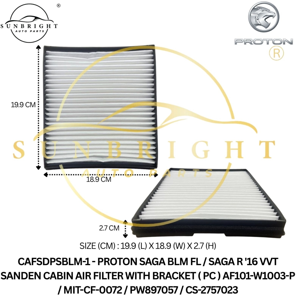 PROTON SAGA BLM FL / SAGA R '16 VVT SANDEN CABIN AIR FILTER WITH BRACKET ( PC ) AF101-W1003-P / MIT-CF-0072 / PW897057 / CS-2757023
