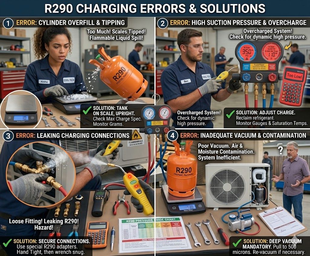 R290 charging errors and solutions