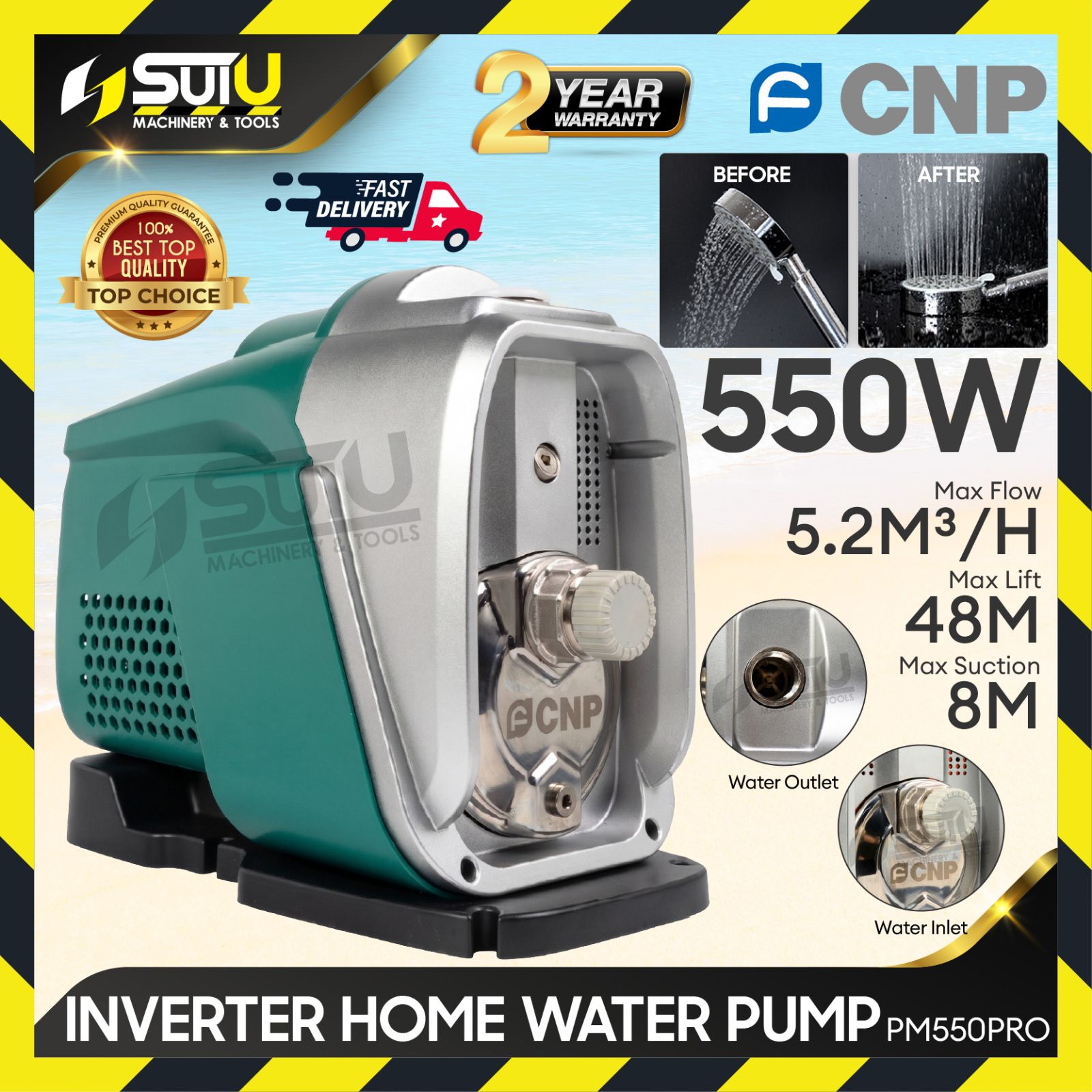 CNP PM550PRO Inverter Water Pump / Multistage Self Priming Pump 550W