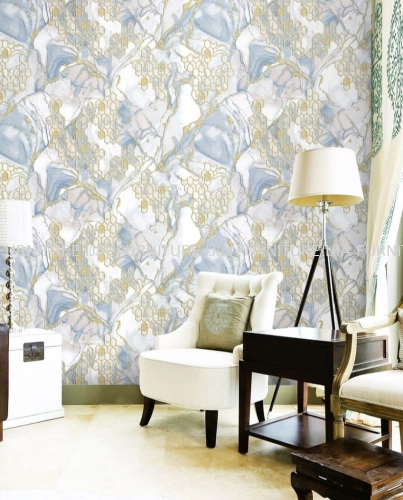 IJIA Chinoiserie  Marble Effect Nonwoven Wallpaper