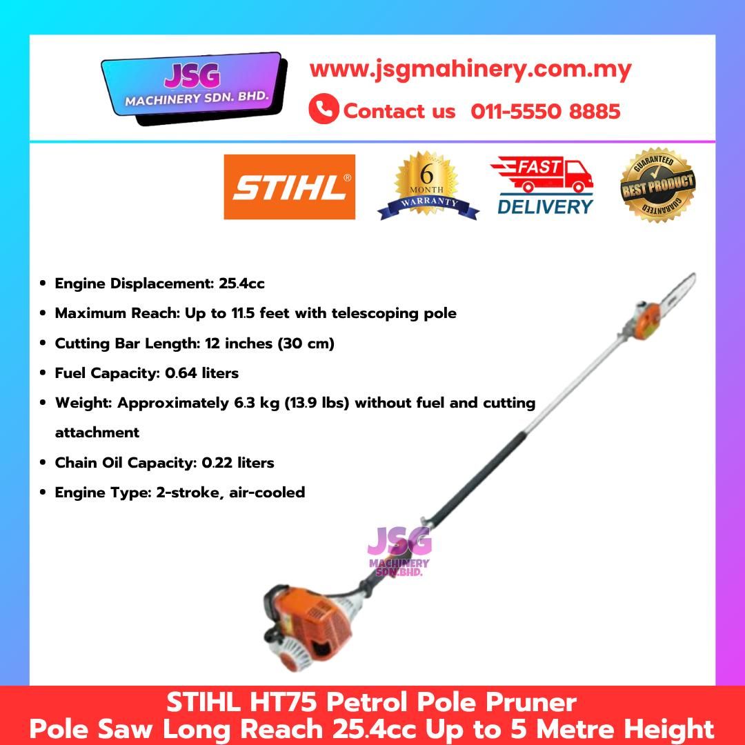 STIHL HT 75 Petrol Pole Pruner 25.4cc Long Reach Pole Saw Up to 5m Height Tree Cutter