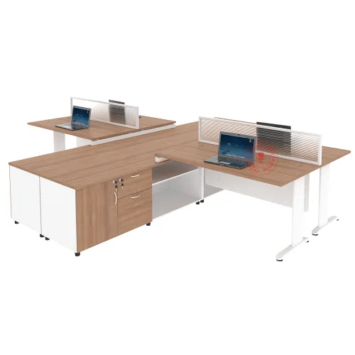 MJ Rectangular Workstation Cluster of 4 / Office Table Workstation / Meja Pejabat Kerja / Meja office