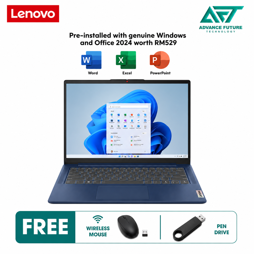 Lenovo IdeaPad Slim 3 14AMN8 82XN00EEMJ 14" FHD Laptop Abyss Blue ( AMD Ryzen 5 7520U, 8GB, 256GB SSD, ATI, W11, H&S 2024&M365 )
