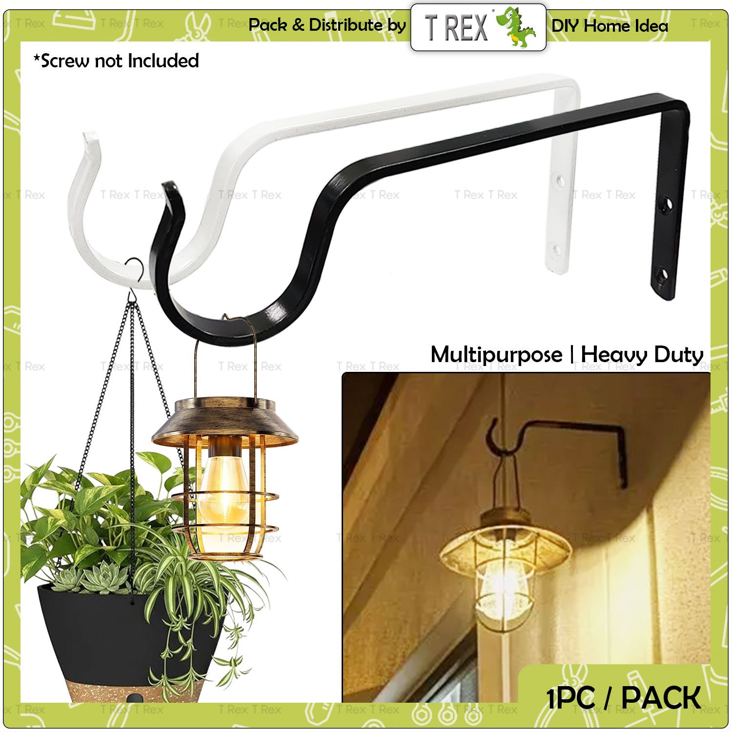 T Rex DIY Wall Hanging Flower Pot Hook Bracket
