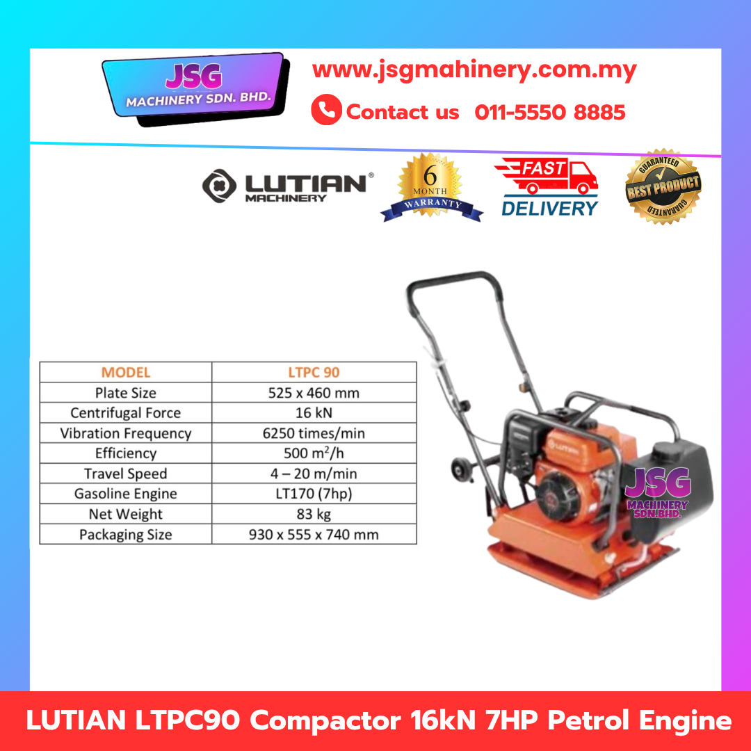 LUTIAN LTPC90 Compactor 16kN 7HP Petrol Engine