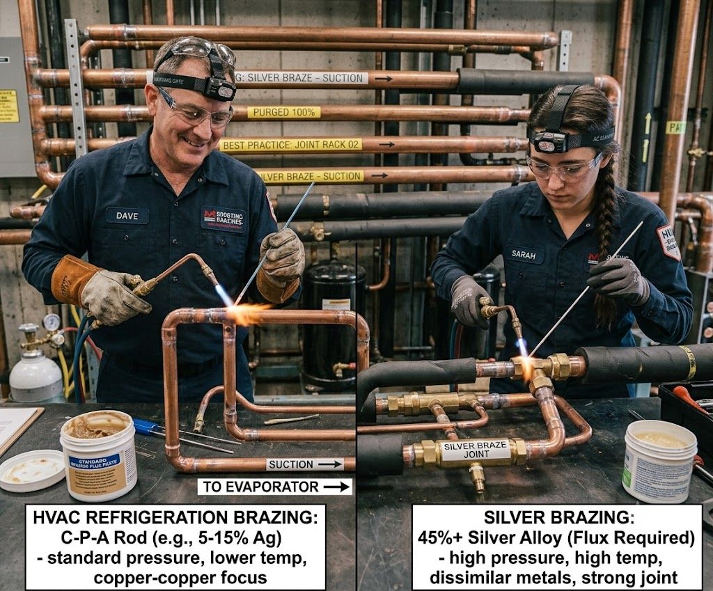 HVAC refrigeration brazing vs silver brazing