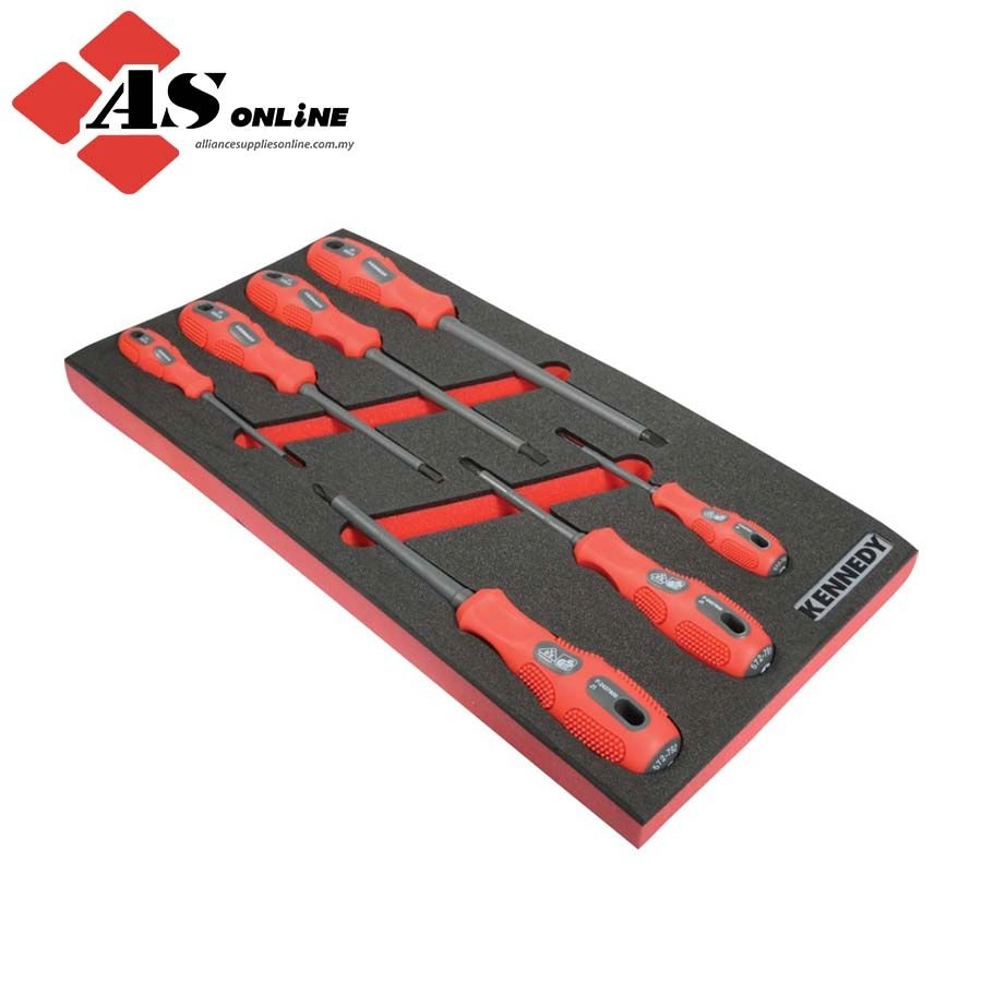 KENNEDY 7 Piece 1000V Dual Grip VDE Screwdriver Set in 1/3 Width Foam Inlay for Tool Chests / Model: KEN5950175K