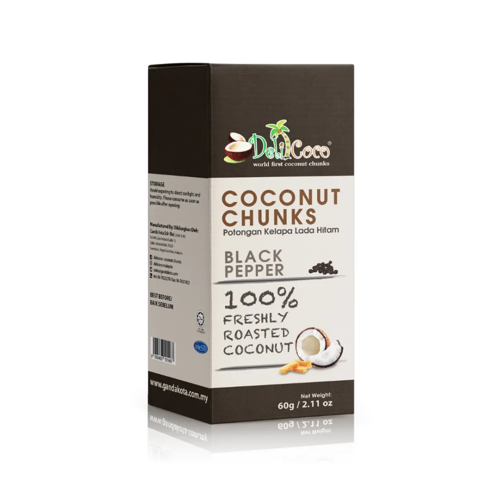 Delicoco Coconut Chunks Black Pepper Crunch D/Cut box (60 grams)