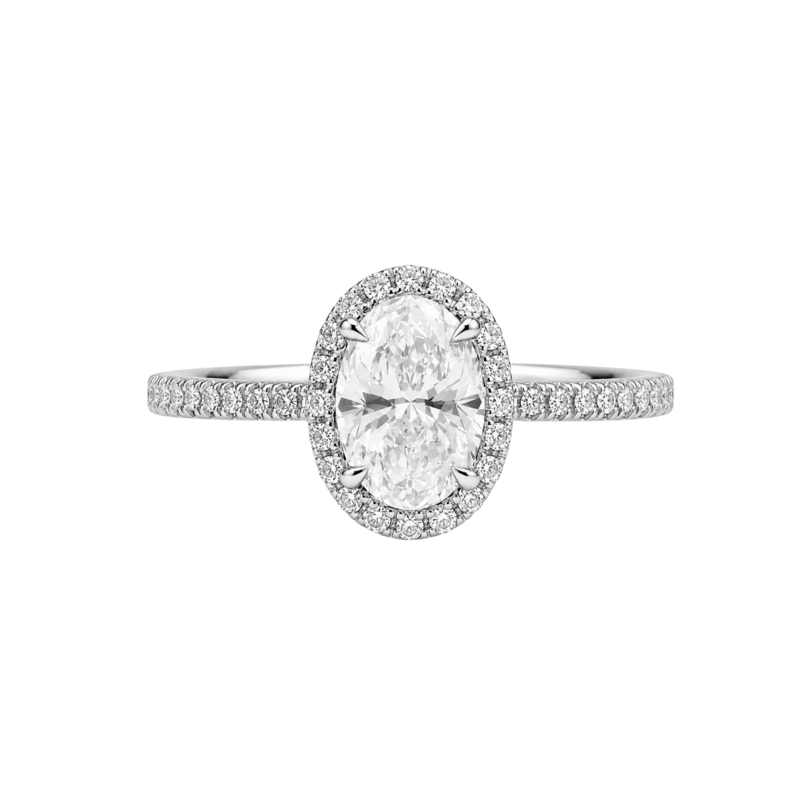 Roman &amp; Co庐 Calyssia Halo Pav茅 Oval Solitaire Engagement Ring