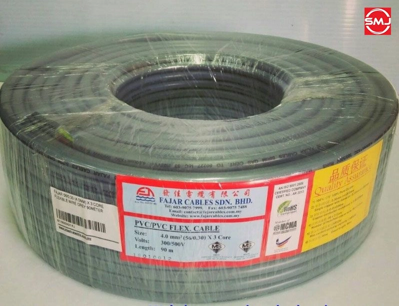 Fajar 4mm 3 Core PVC Flexible Cable (90m)