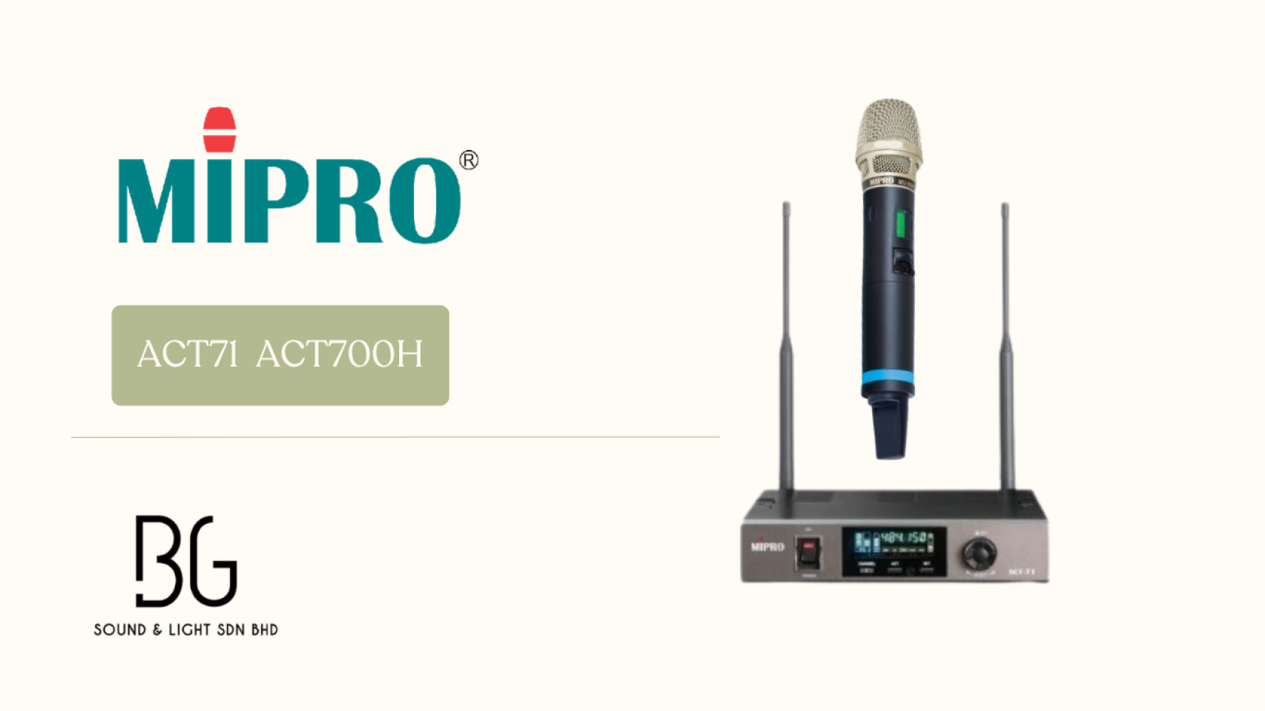 MIPRO ACT-71 Single Channel UHF Wireless Microphone System with ACT-700H Handheld Mic â Professional True Diversity Receiver