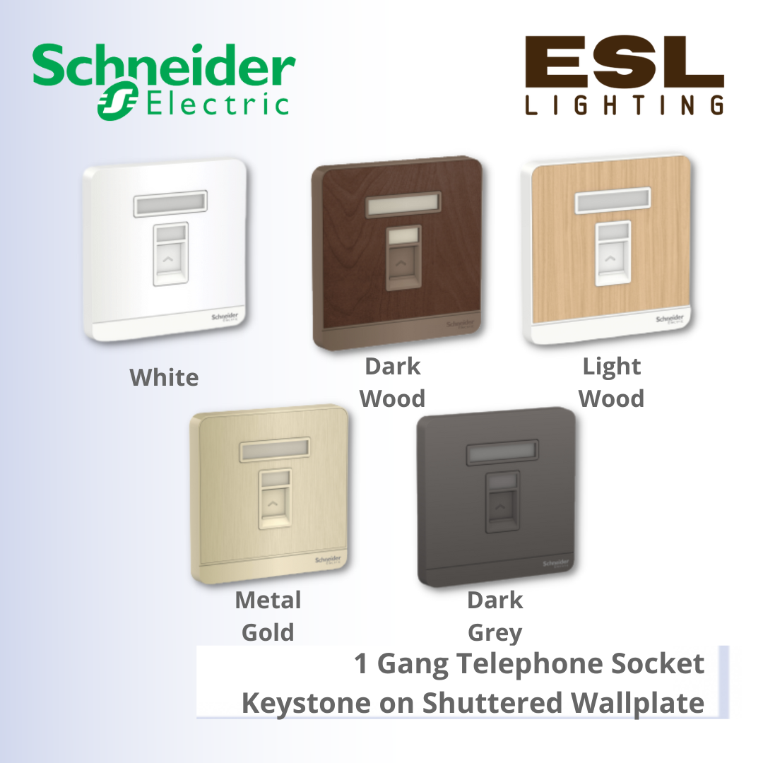 SCHNEIDER AvatarOn 1 Gang Telephone Socket (Keystone on Shuttered Wallplate) - E8331RJS4_WE_G11 E8331RJS4_WD_G11 E8331RJS4_LW_G11 E8331RJS4_GH_G11 E8331RJS4_DG_G11