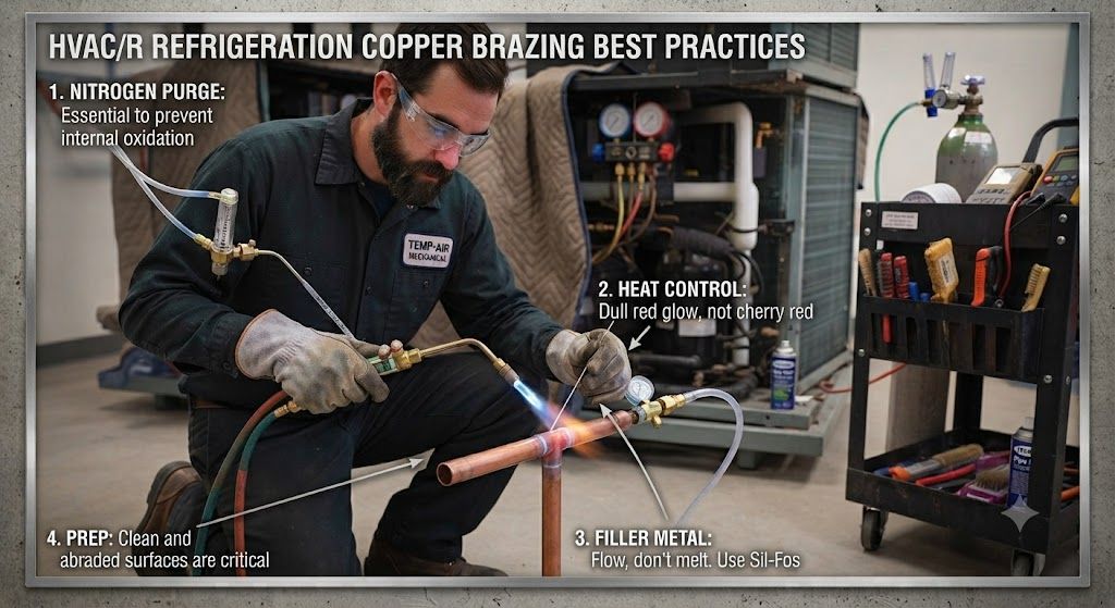 HVAC brazing copper refrigeration pipes best practices