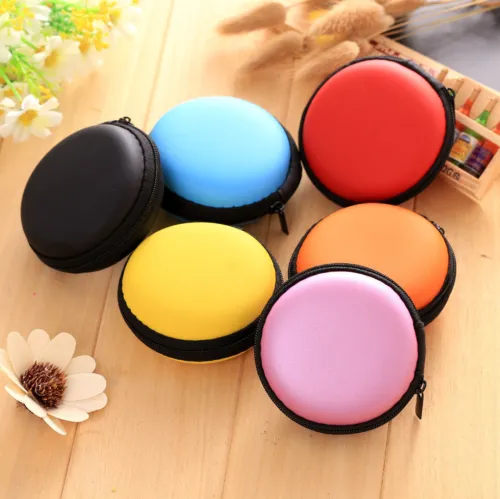 Customized Round Shape Data Cable and Earphone case