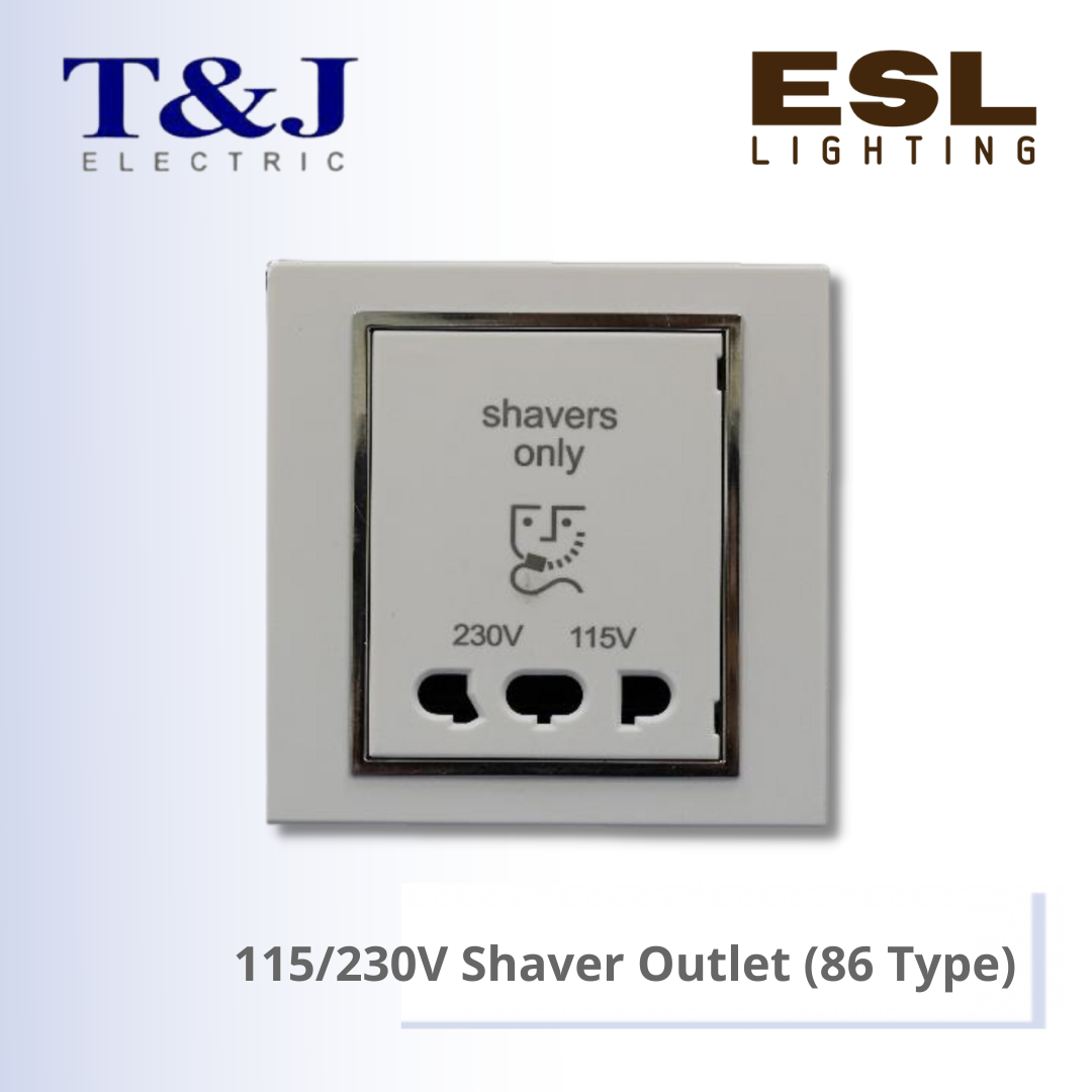 T&J LAVINA"95" SERIES 115/230V Shaver Outlet (86 Type) - JC8668-W-LWH / JC8668-W-LBL